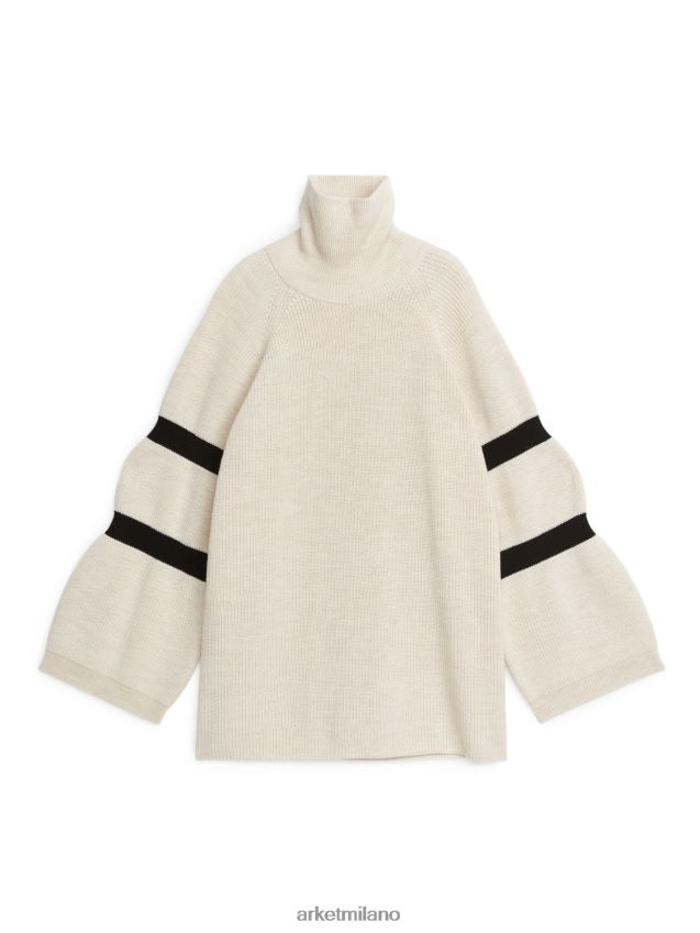 vestiario esso ARKET donne Maglia in misto lana e cotone bianco sporco/nero 6F0F6L426