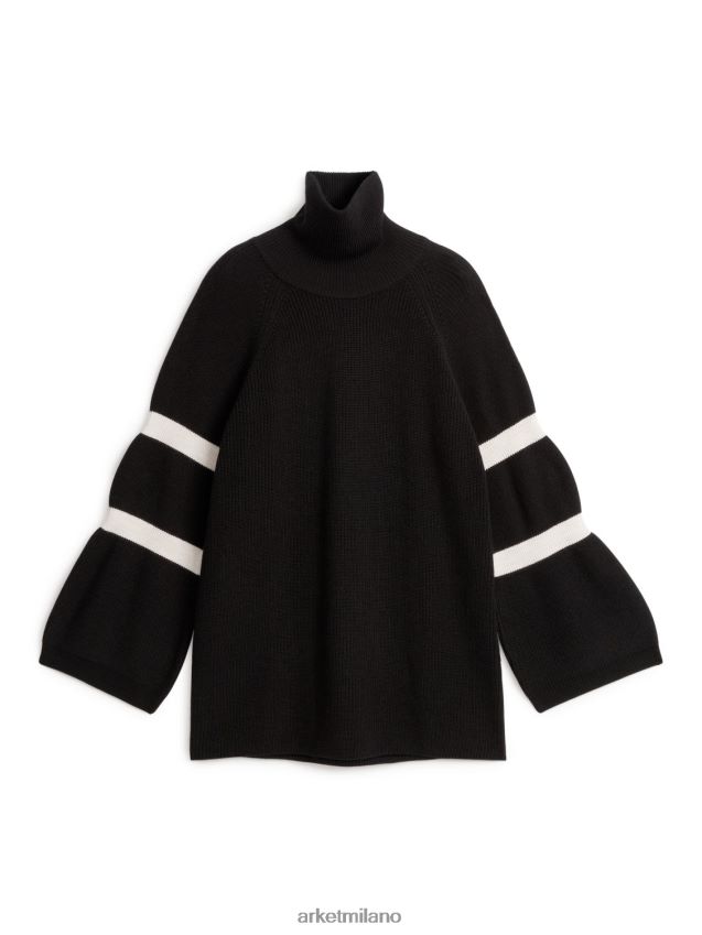 vestiario esso ARKET donne Maglia in misto lana e cotone nero/bianco sporco 6F0F6L437