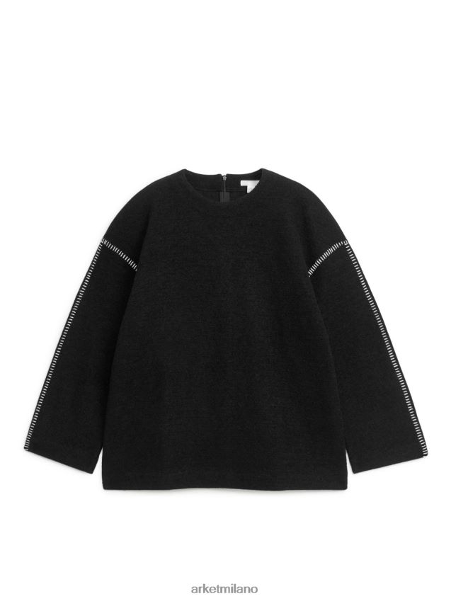 vestiario esso ARKET donne felpa in lana cotta nero bianco 6F0F6L436