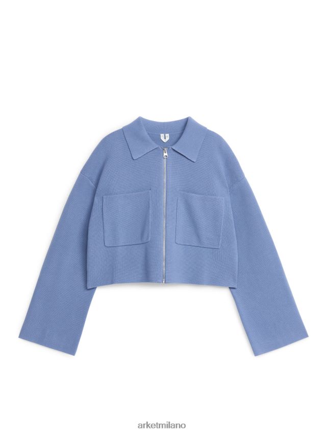 vestiario esso ARKET donne giacca di cotone lavorato a maglia blu 6F0F6L416