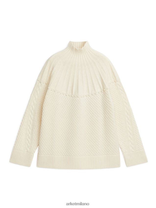 vestiario esso ARKET donne maglione a trecce in lana bianco 6F0F6L434