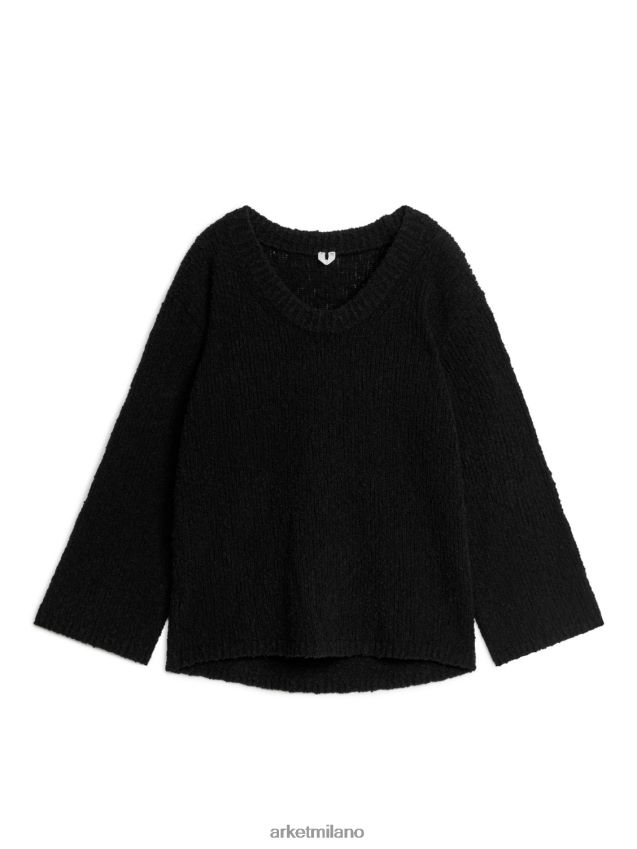 vestiario esso ARKET donne maglione bouclé nero 6F0F6L411