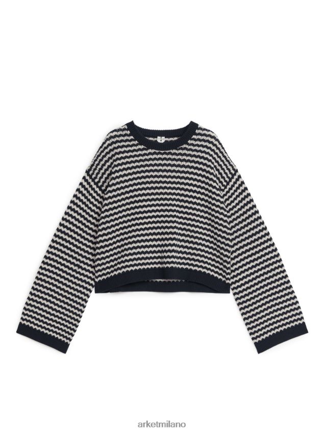 vestiario esso ARKET donne maglione di cotone blu scuro/bianco 6F0F6L394
