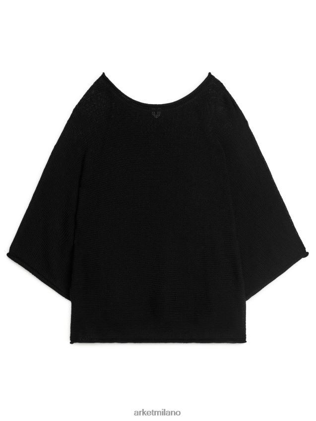 vestiario esso ARKET donne maglione di cotone lavorato a maglia nero 6F0F6L405