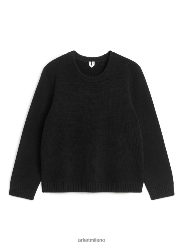 vestiario esso ARKET donne maglione girocollo nero 6F0F6L410