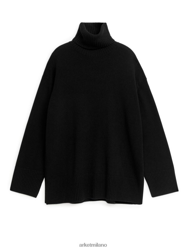 vestiario esso ARKET donne maglione oversize a collo alto in cashmere nero 6F0F6L439