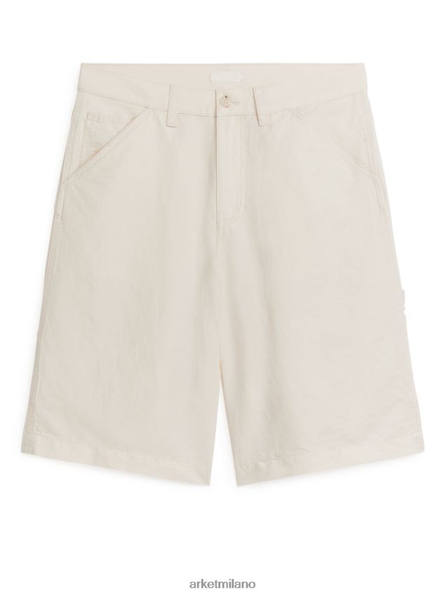 vestiario esso ARKET donne pantaloncini da lavoro in lino e cotone bianco 6F0F6L188
