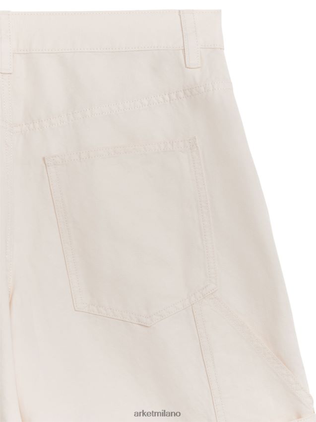 vestiario esso ARKET donne pantaloncini da lavoro in lino e cotone bianco 6F0F6L188