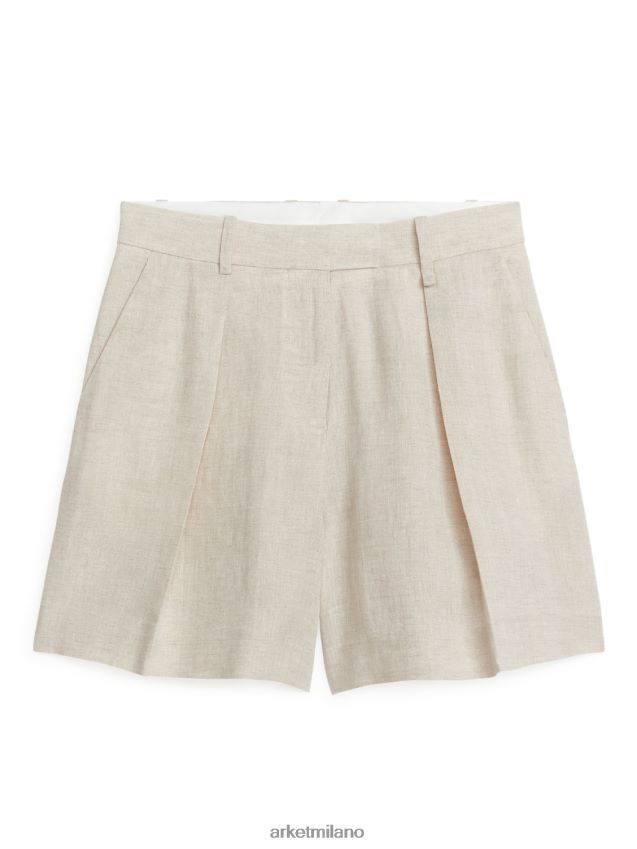 vestiario esso ARKET donne pantaloncini di lino a vita alta beige 6F0F6L174