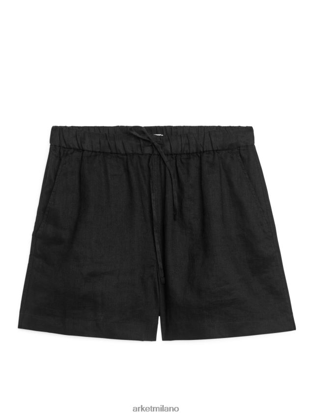 vestiario esso ARKET donne pantaloncini di lino nero 6F0F6L170