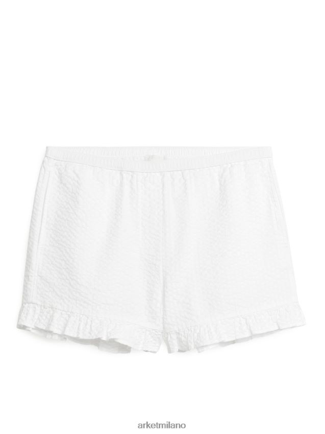 vestiario esso ARKET donne pantaloncini in seersucker con volant bianco 6F0F6L187