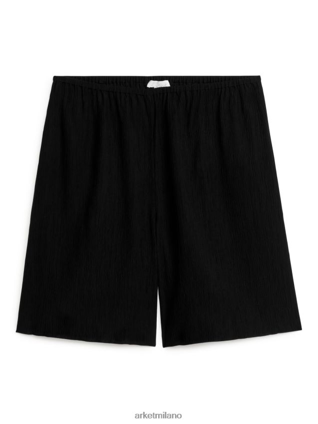 vestiario esso ARKET donne pantaloncini stropicciati dalla vestibilità ampia nero 6F0F6L191