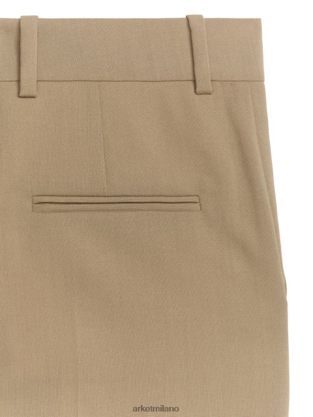 vestiario esso ARKET donne pantaloni ampi in lana hopsack beige scuro 6F0F6L214