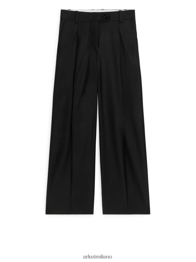 vestiario esso ARKET donne pantaloni ampi in misto lana nero 6F0F6L217