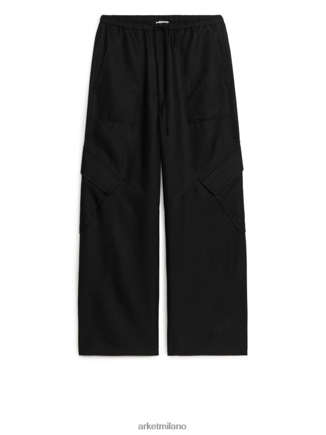 vestiario esso ARKET donne pantaloni cargo fluidi nero 6F0F6L182