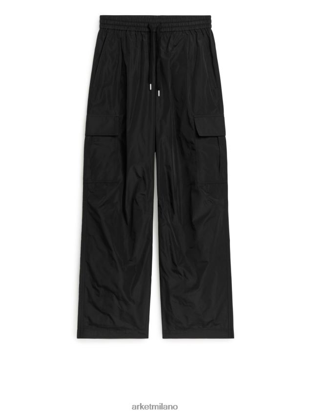 vestiario esso ARKET donne pantaloni cargo in taffetà nero 6F0F6L209