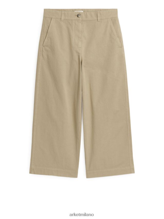 vestiario esso ARKET donne pantaloni chino cropped in cotone e lino beige 6F0F6L193