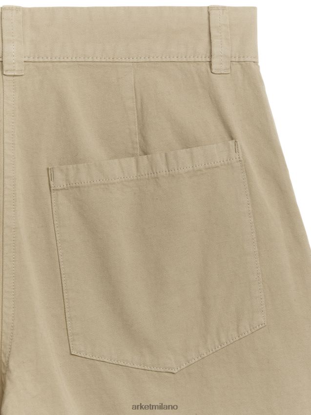 vestiario esso ARKET donne pantaloni chino cropped in cotone e lino beige 6F0F6L193