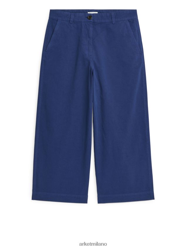 vestiario esso ARKET donne pantaloni chino cropped in cotone e lino blu 6F0F6L192