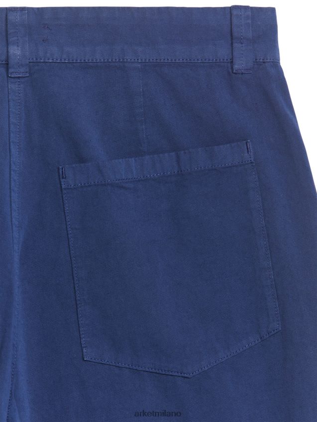 vestiario esso ARKET donne pantaloni chino cropped in cotone e lino blu 6F0F6L192