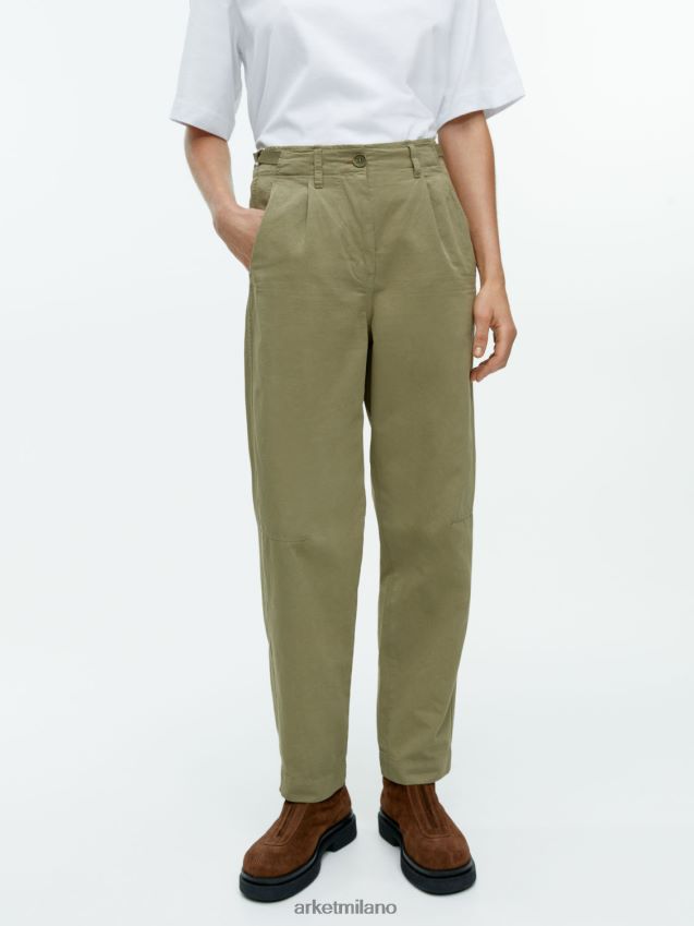 vestiario esso ARKET donne pantaloni chino in cotone con gamba a botte verde kaki 6F0F6L199