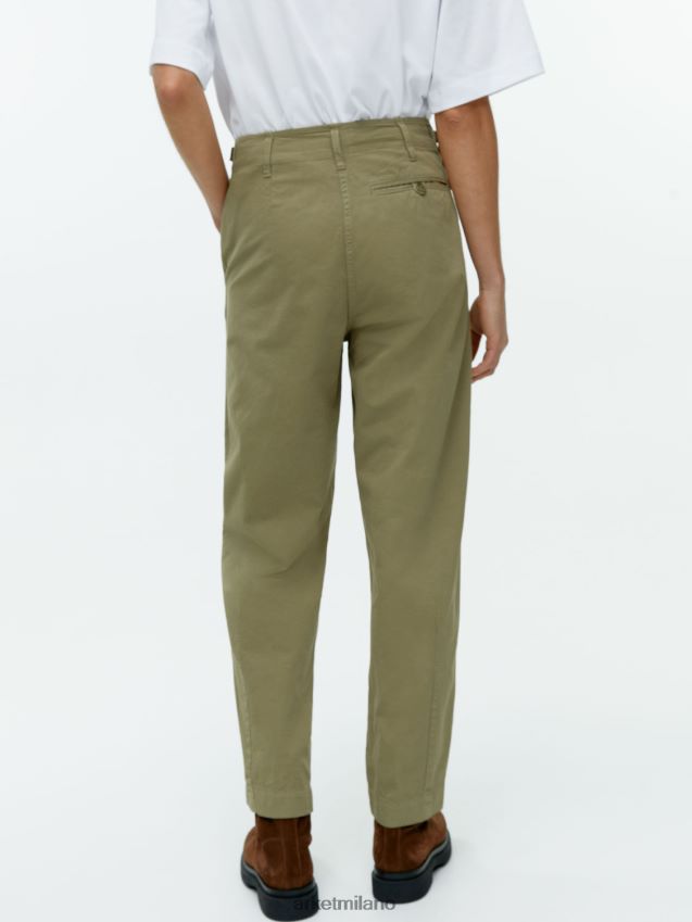 vestiario esso ARKET donne pantaloni chino in cotone con gamba a botte verde kaki 6F0F6L199