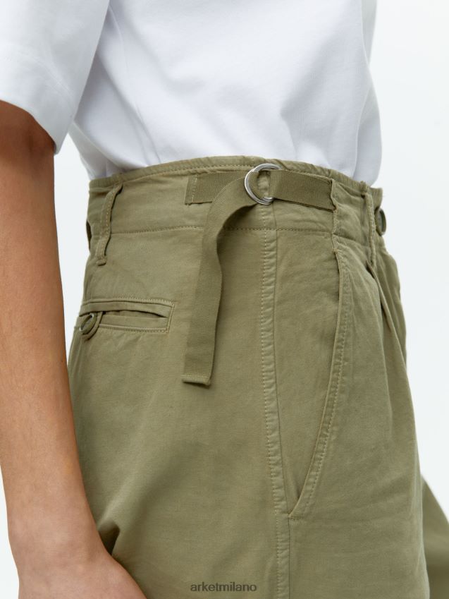 vestiario esso ARKET donne pantaloni chino in cotone con gamba a botte verde kaki 6F0F6L199