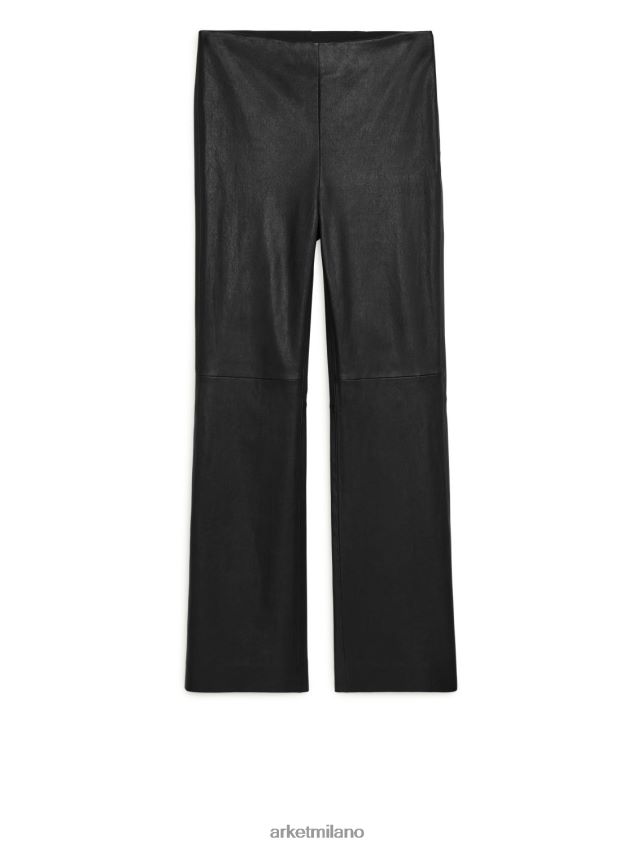 vestiario esso ARKET donne pantaloni cropped in pelle stretch nero 6F0F6L226