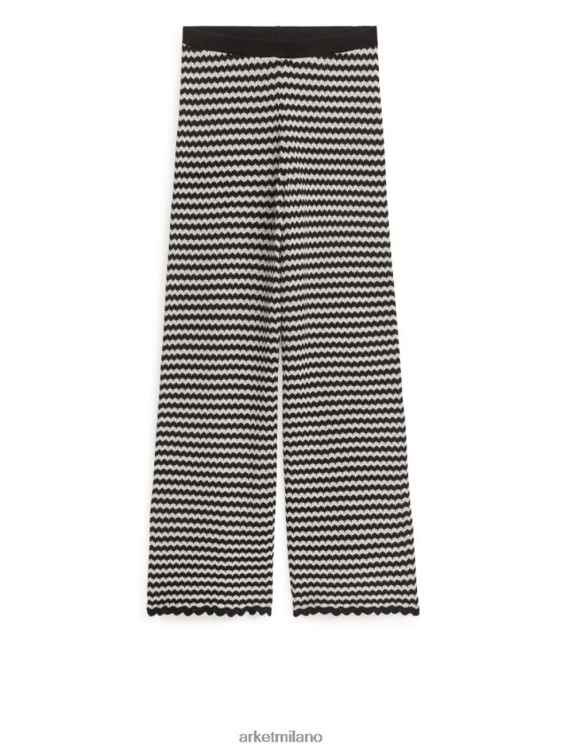 vestiario esso ARKET donne pantaloni di cotone lavorato a maglia blu scuro/bianco sporco 6F0F6L202