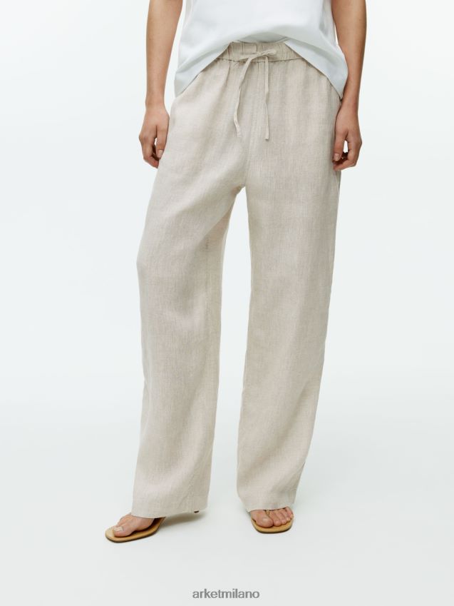 vestiario esso ARKET donne pantaloni di lino con coulisse beige 6F0F6L168