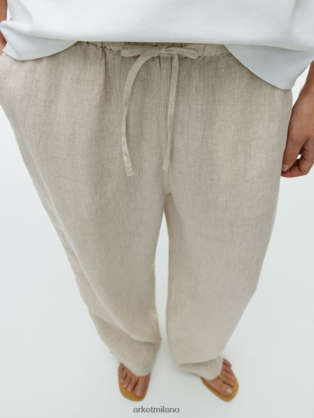 vestiario esso ARKET donne pantaloni di lino con coulisse beige 6F0F6L168