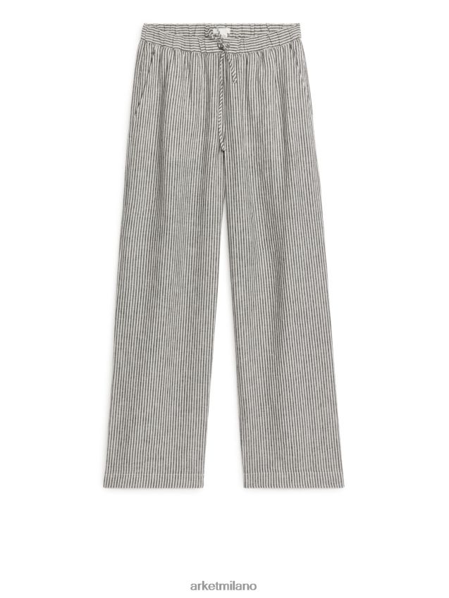 vestiario esso ARKET donne pantaloni di lino con coulisse bianco sporco/nero 6F0F6L175