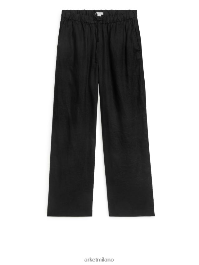 vestiario esso ARKET donne pantaloni di lino con coulisse nero 6F0F6L176