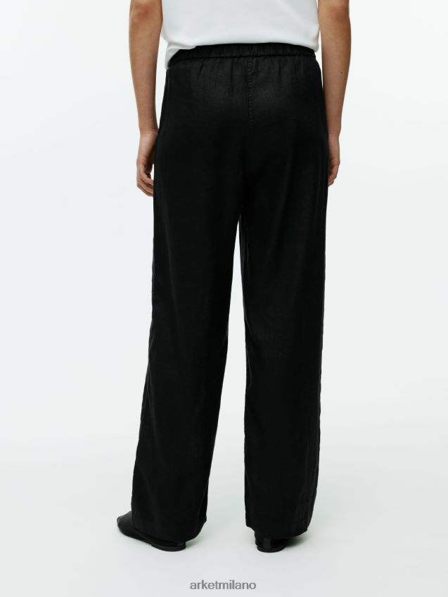 vestiario esso ARKET donne pantaloni di lino con coulisse nero 6F0F6L176