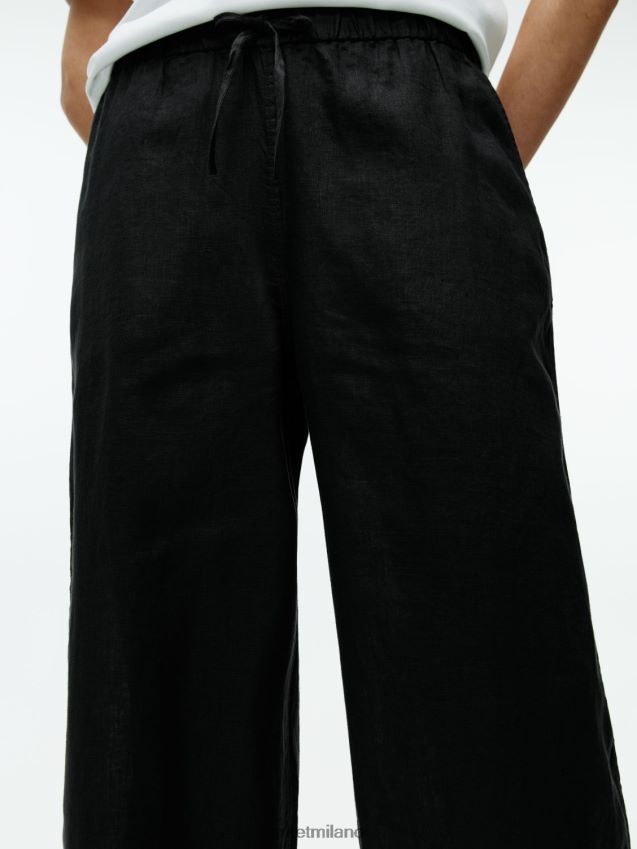 vestiario esso ARKET donne pantaloni di lino con coulisse nero 6F0F6L176