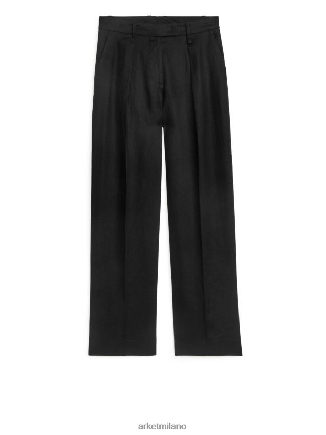 vestiario esso ARKET donne pantaloni di lino nero 6F0F6L178