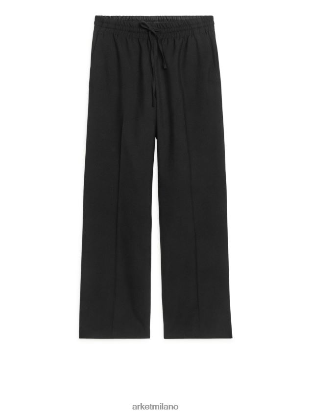vestiario esso ARKET donne pantaloni in hopsack di lana nero 6F0F6L224