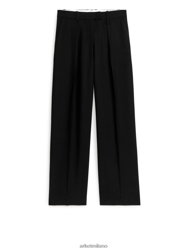 vestiario esso ARKET donne pantaloni in twill di misto lana nero 6F0F6L208