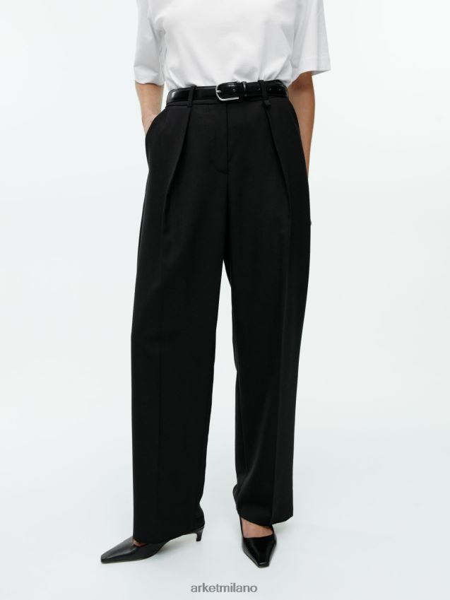 vestiario esso ARKET donne pantaloni in twill di misto lana nero 6F0F6L208
