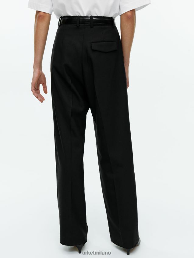 vestiario esso ARKET donne pantaloni in twill di misto lana nero 6F0F6L208