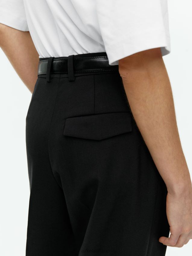 vestiario esso ARKET donne pantaloni in twill di misto lana nero 6F0F6L208