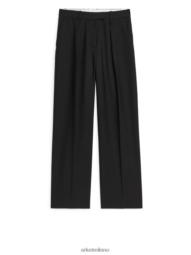 vestiario esso ARKET donne pantaloni in twill di misto lana nero 6F0F6L208