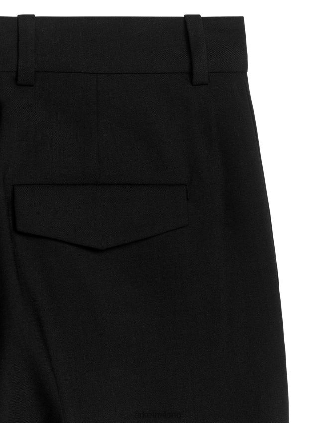 vestiario esso ARKET donne pantaloni in twill di misto lana nero 6F0F6L208