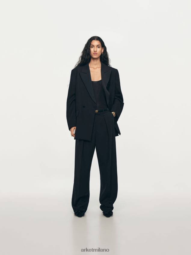 vestiario esso ARKET donne pantaloni in twill di misto lana nero 6F0F6L208