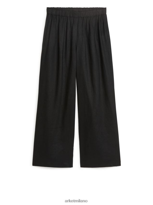 vestiario esso ARKET donne pantaloni larghi di lino nero 6F0F6L169
