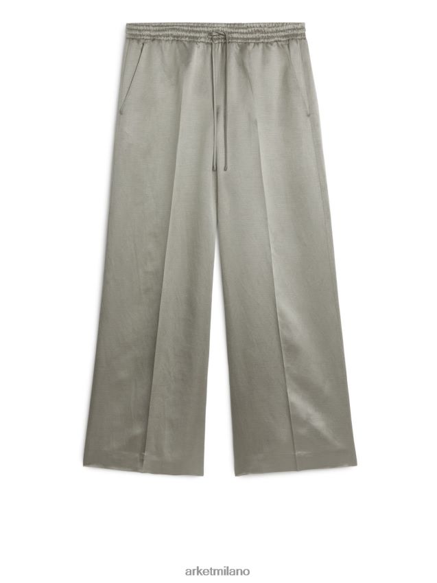 vestiario esso ARKET donne pantaloni larghi di raso grigio 6F0F6L197