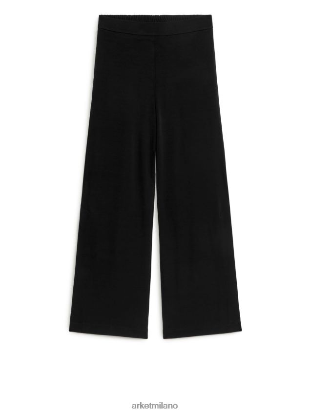 vestiario esso ARKET donne pantaloni larghi in maglia nero 6F0F6L190
