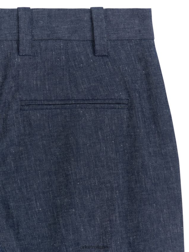 vestiario esso ARKET donne pantaloni svasati in lino blu 6F0F6L205