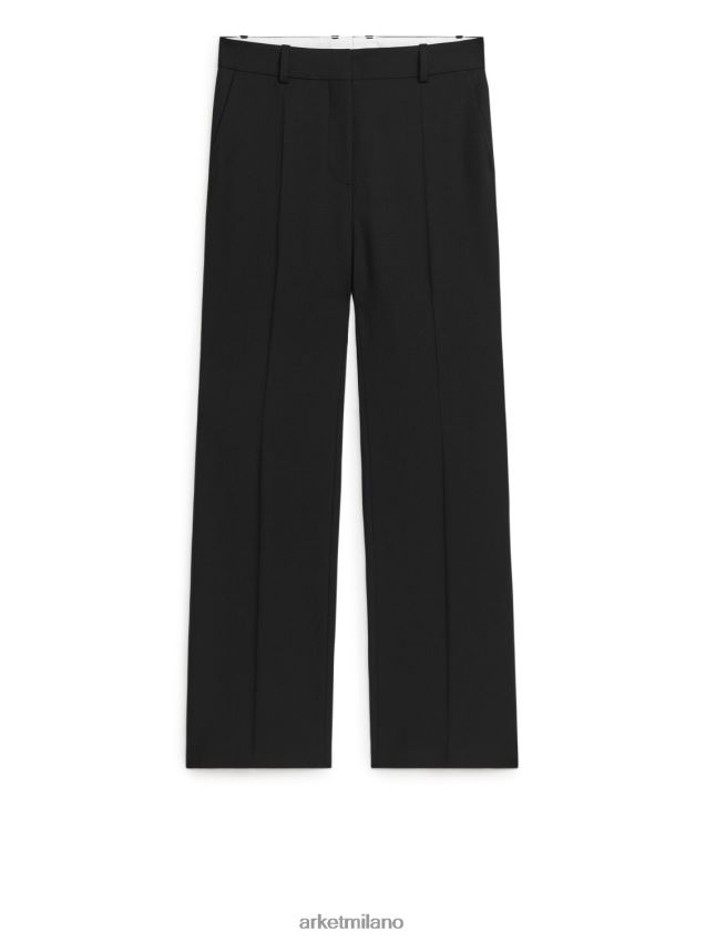 vestiario esso ARKET donne pantaloni svasati in twill di lana nero 6F0F6L218