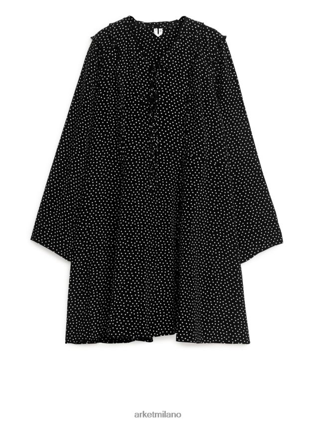 vestiario esso ARKET donne abito a trapezio con volant nero bianco 6F0F6L128